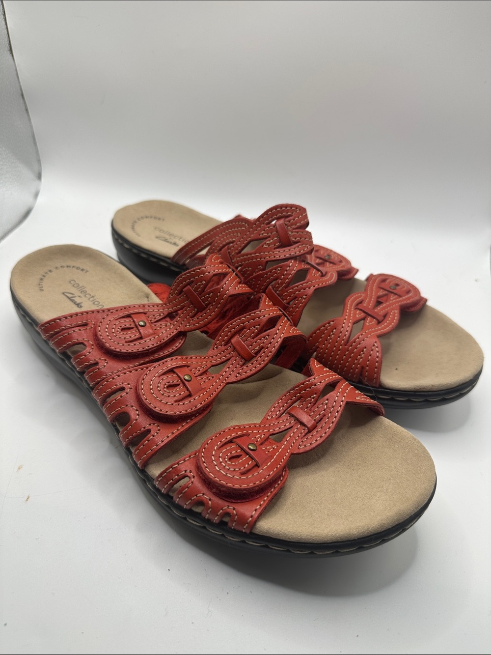 Comfort Slide Sandals in Red - Women's Casual Slip-On size 9